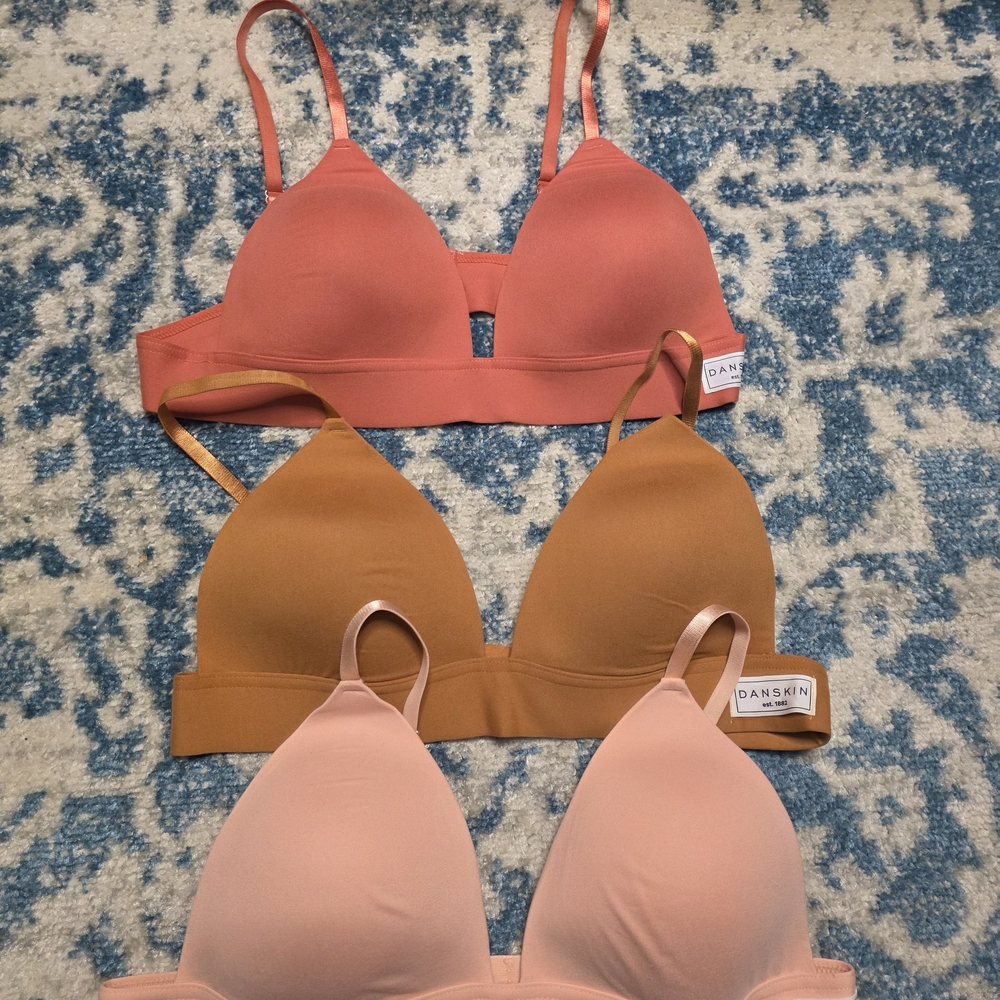 Danskin Women's 38 C Bra Trio - Coral, Mustard, Blush